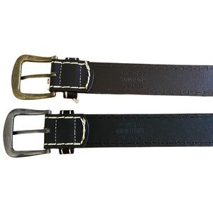 Bundle of 2 Leather belts sz 2XL sz 50 - 52 black and brown with white stitching